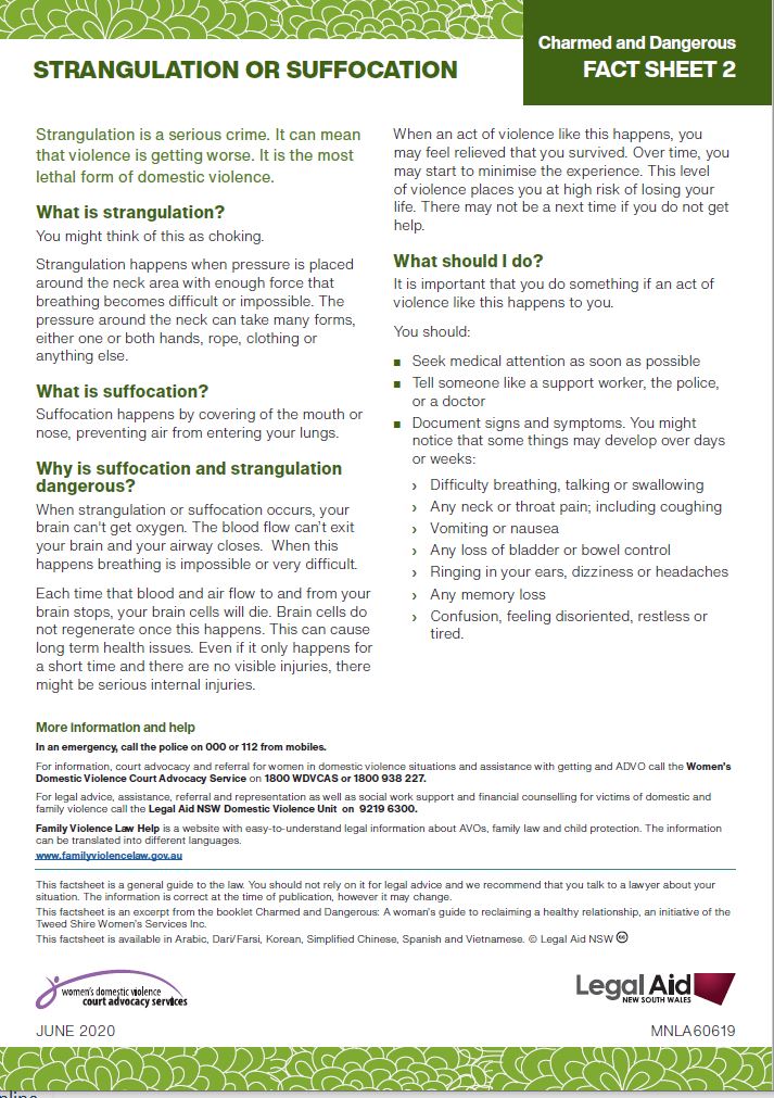 Charmed and Dangerous factsheet 2: Strangulation or suffocation