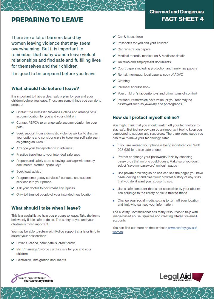 Charmed and Dangerous Factsheet 4: Preparing to leave